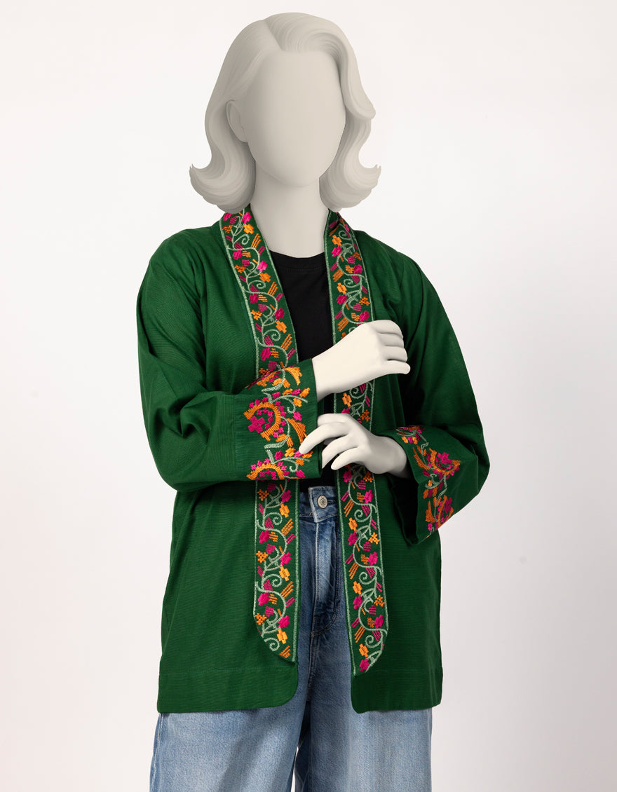 Khaddar Green Kurti - J. Junaid Jamshed