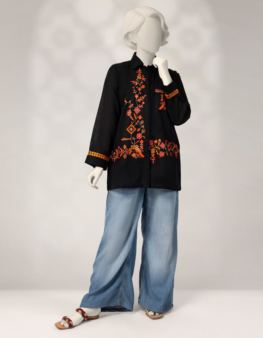 Khaddar Black Kurti - J. Junaid Jamshed