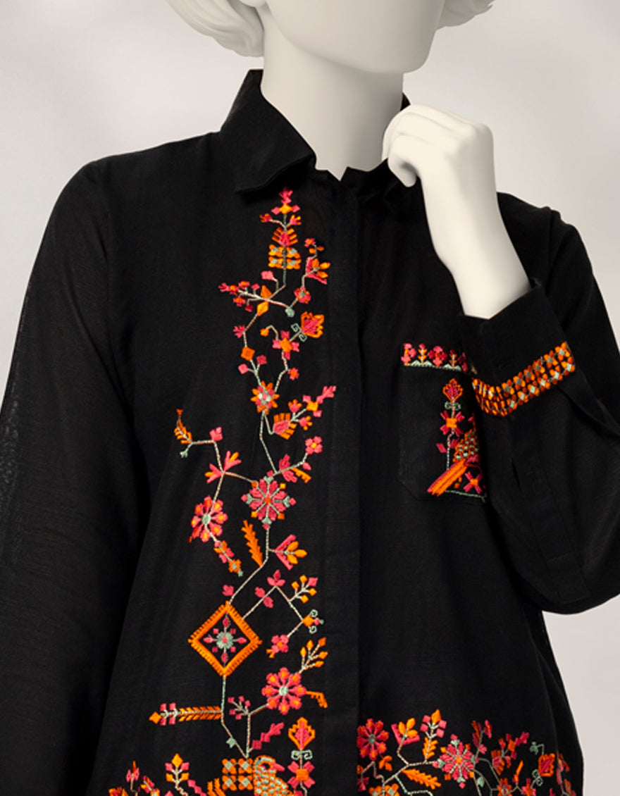 Khaddar Black Kurti - J. Junaid Jamshed