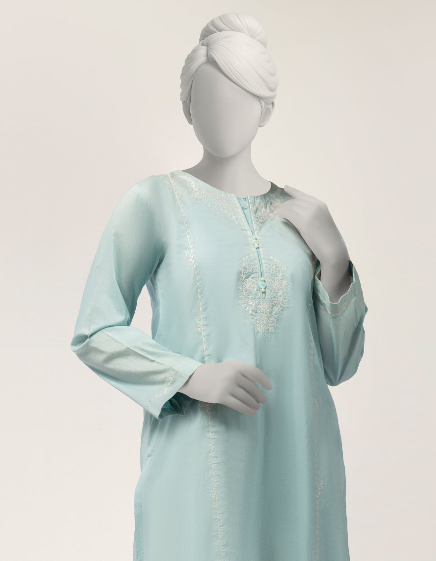 Lawn Turquoise Kurti - J. Junaid Jamshed