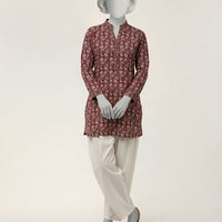 Lawn Maroon Kurti - J. Junaid Jamshed