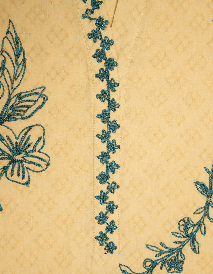 Textured Beige Kurti - J. Junaid Jamshed