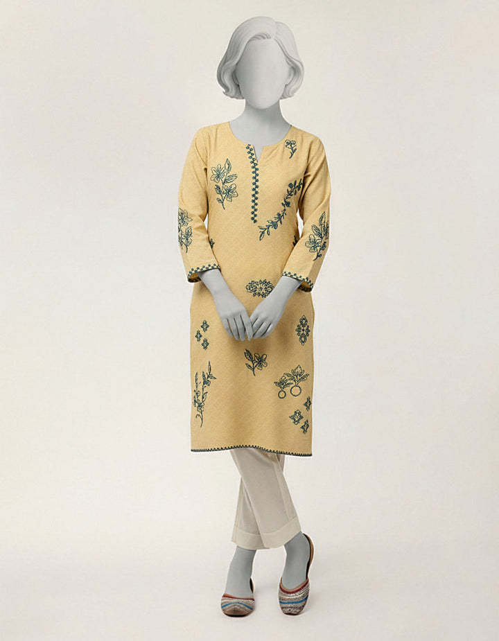 Textured Beige Kurti - J. Junaid Jamshed