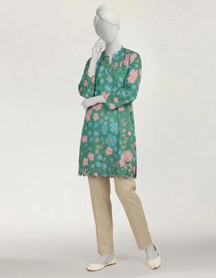 Lawn Green Kurti - J. Junaid Jamshed