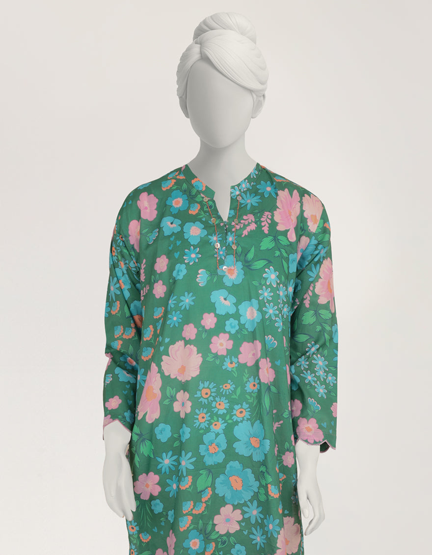 Lawn Green Kurti - J. Junaid Jamshed