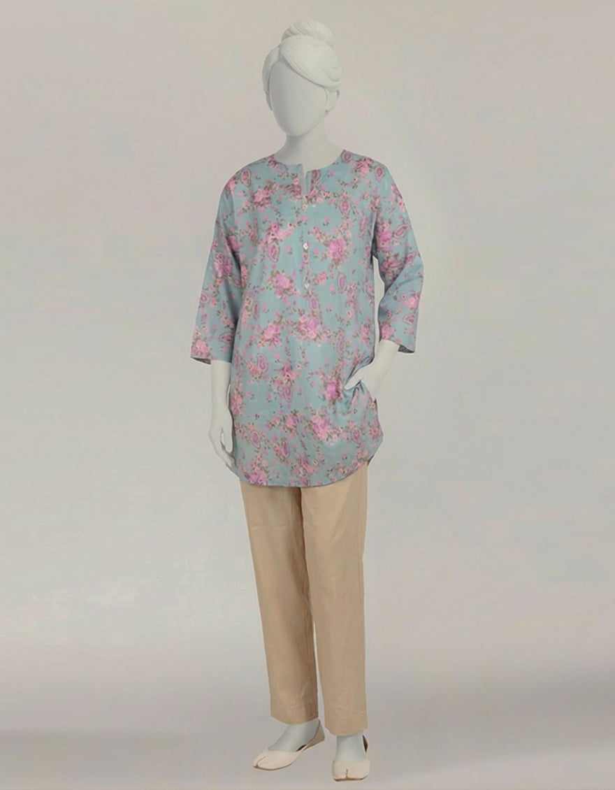 Lawn Blue Kurti - J. Junaid Jamshed