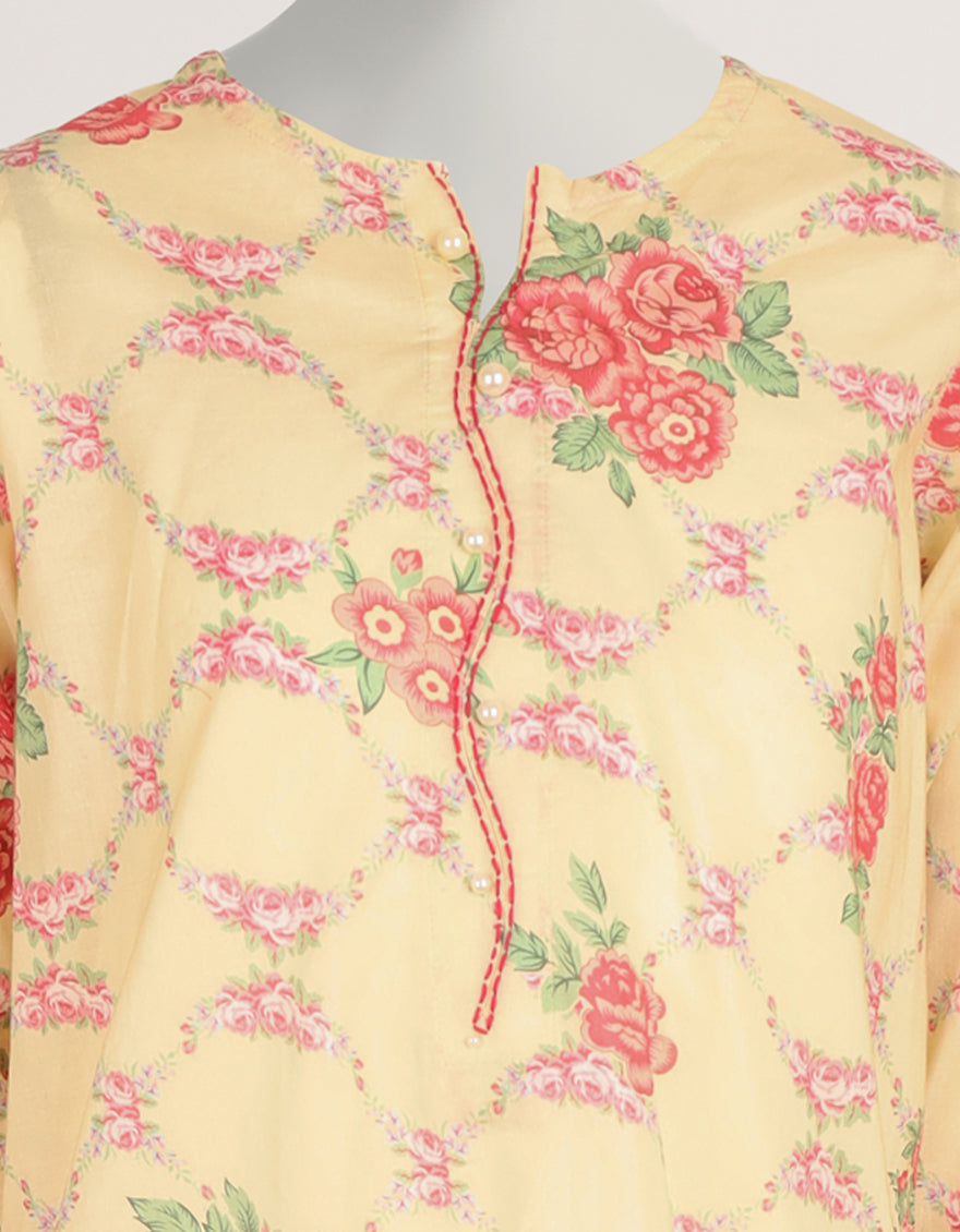 Lawn Cream Kurti - J. Junaid Jamshed