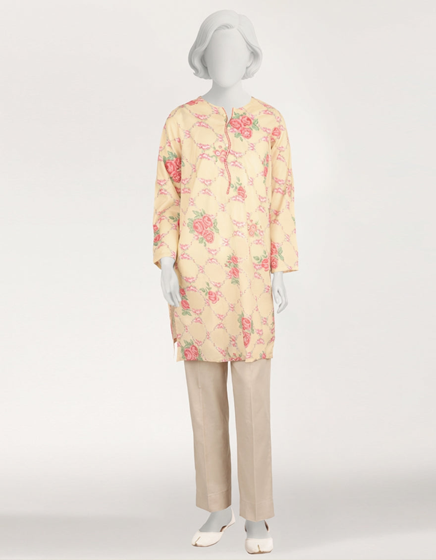 Lawn Cream Kurti - J. Junaid Jamshed