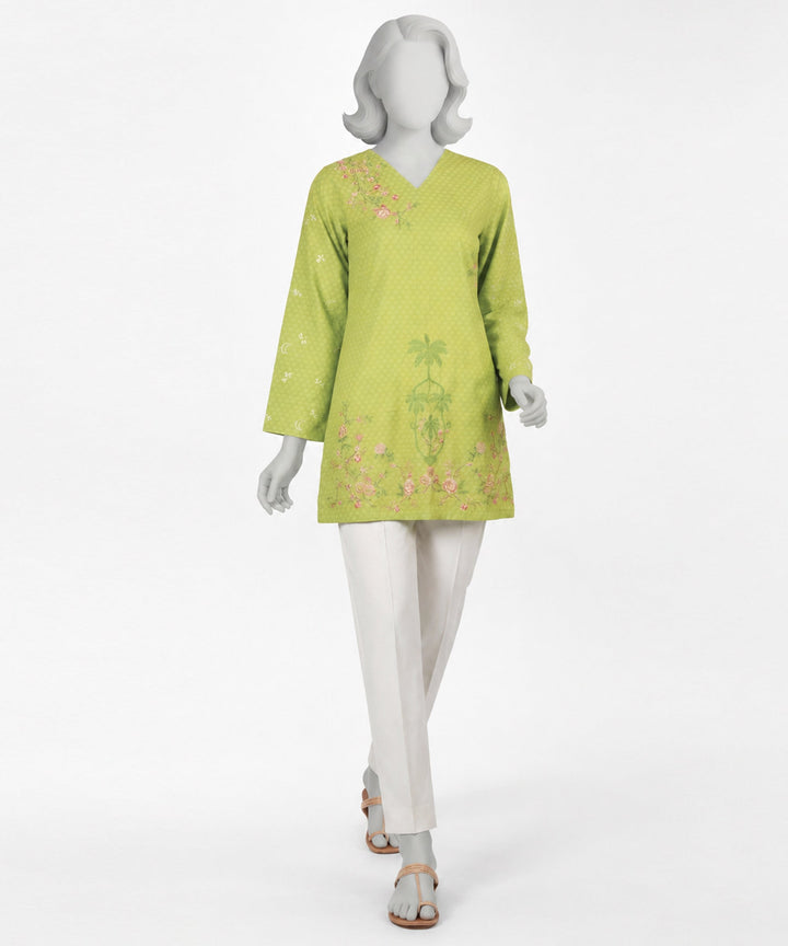 Dobby Green Kurti - J. Junaid Jamshed