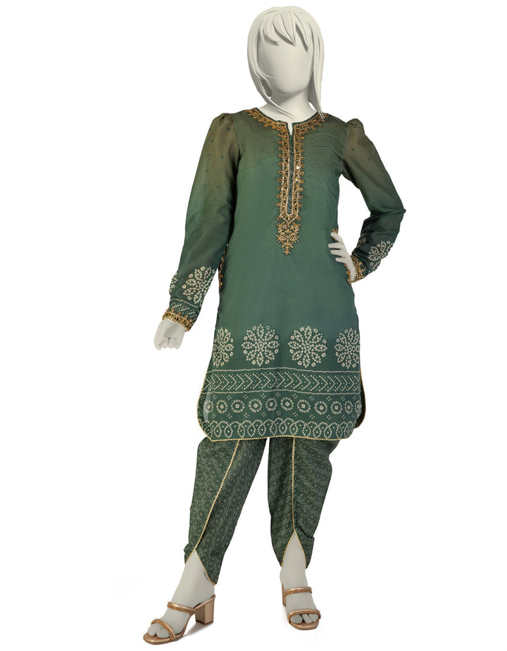 Lawn Green Stitched Suit - J. Junaid Jamshed
