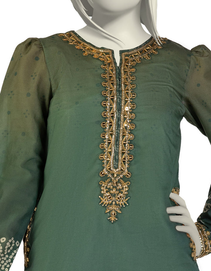 Lawn Green Stitched Suit - J. Junaid Jamshed