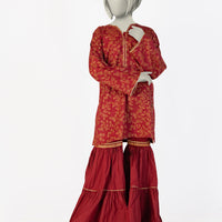 Lawn Red Stitched Suit - J. Junaid Jamshed