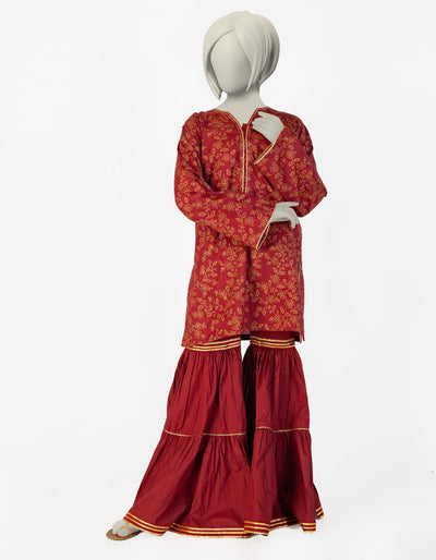 Lawn Red Stitched Suit - J. Junaid Jamshed