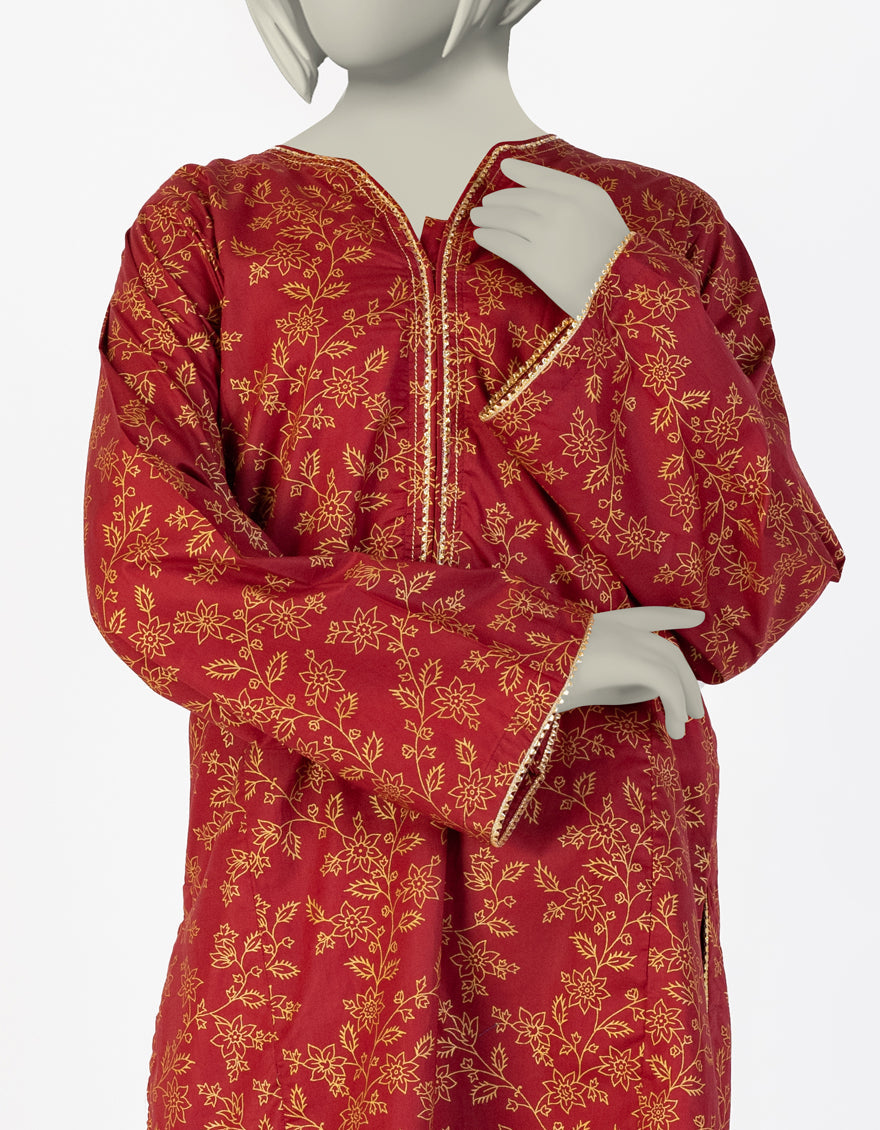 Lawn Red Stitched Suit - J. Junaid Jamshed