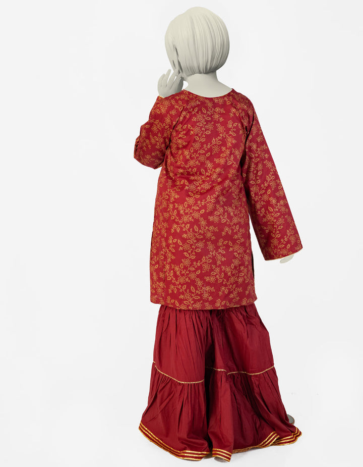 Lawn Red Stitched Suit - J. Junaid Jamshed