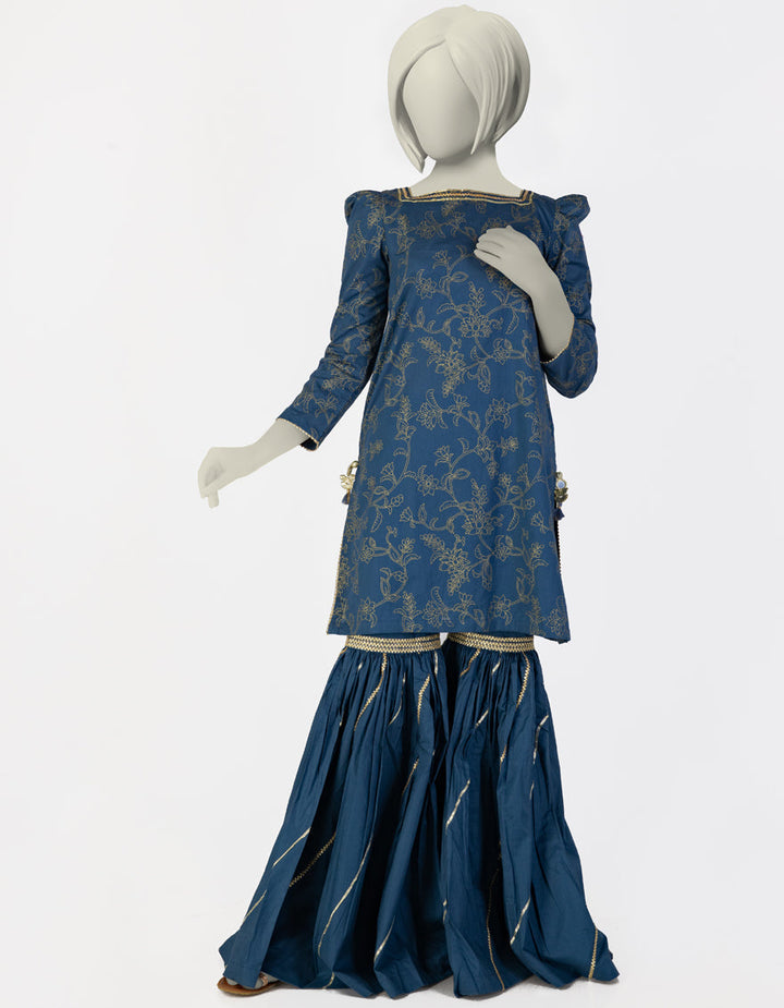 Lawn Blue Stitched Suit - J. Junaid Jamshed