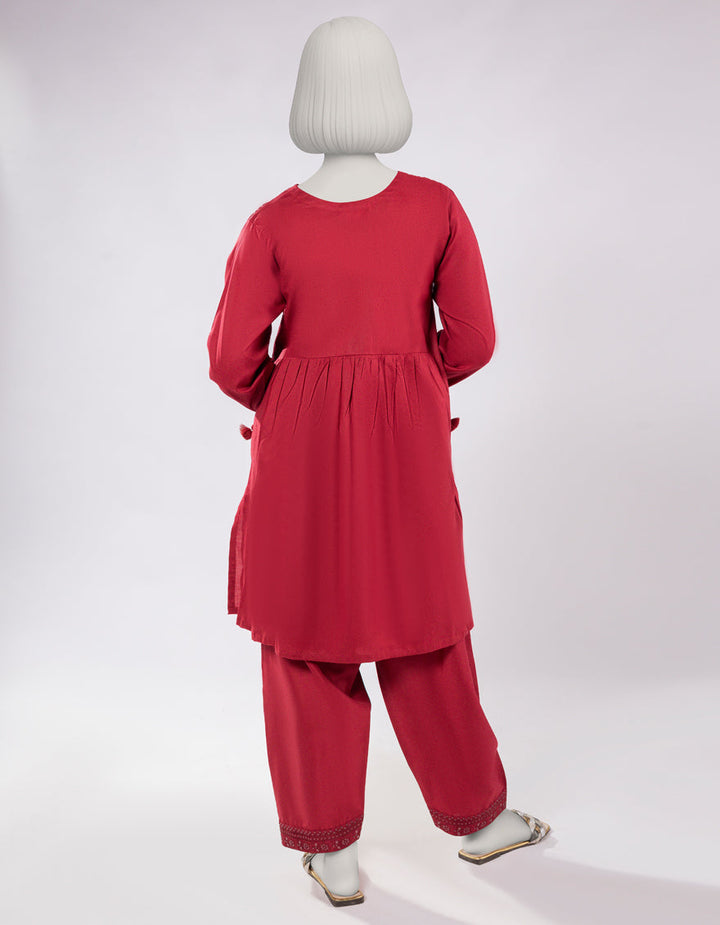 Lawn Red Stitched Suit - J. Junaid Jamshed