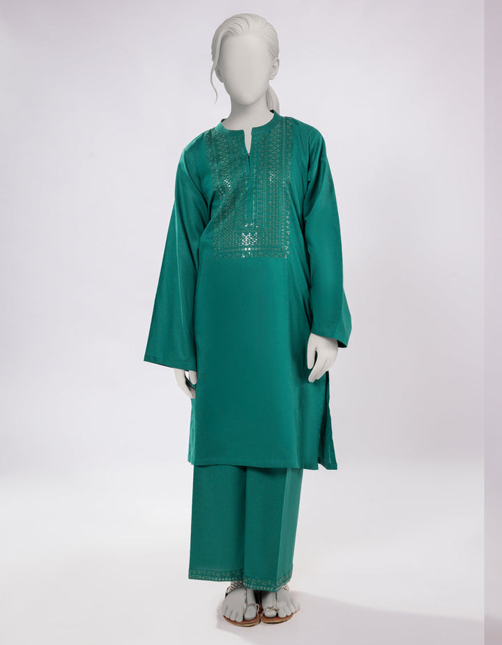 Lawn Green Stitched Suit - J. Junaid Jamshed