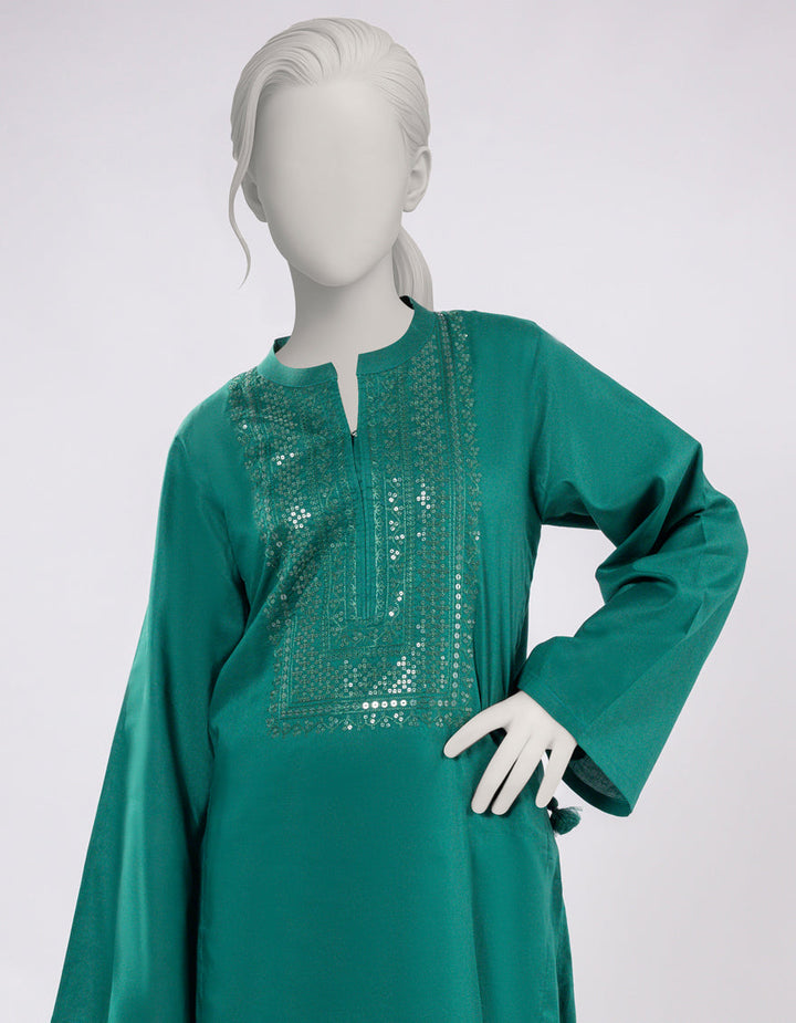 Lawn Green Stitched Suit - J. Junaid Jamshed