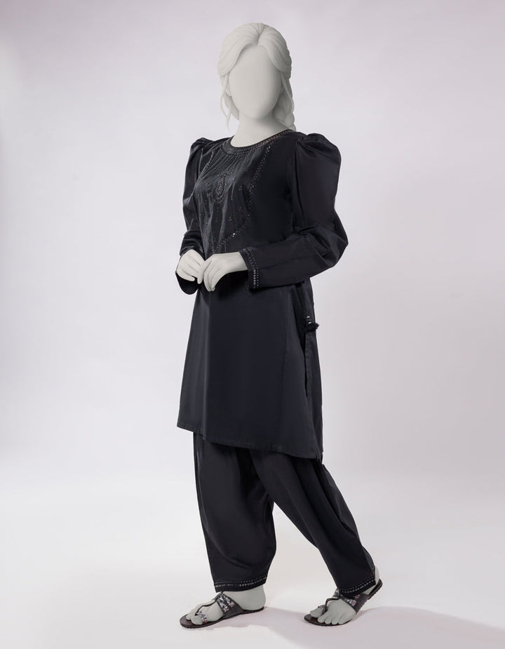 Lawn Black Stitched Suit - J. Junaid Jamshed