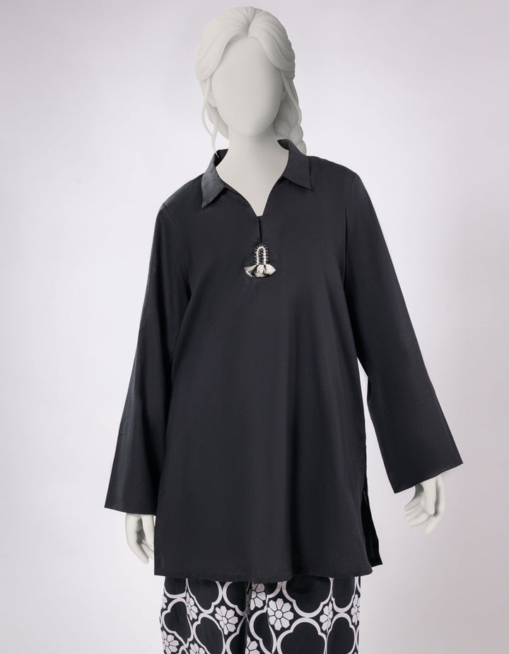 Lawn Black Stitched Suit - J. Junaid Jamshed