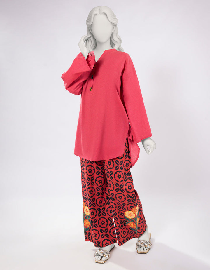 Lawn Red Stitched Suit - J. Junaid Jamshed