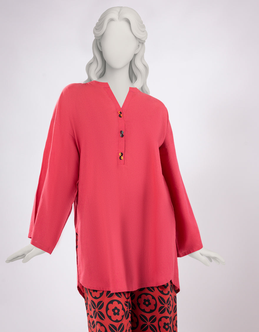 Lawn Red Stitched Suit - J. Junaid Jamshed
