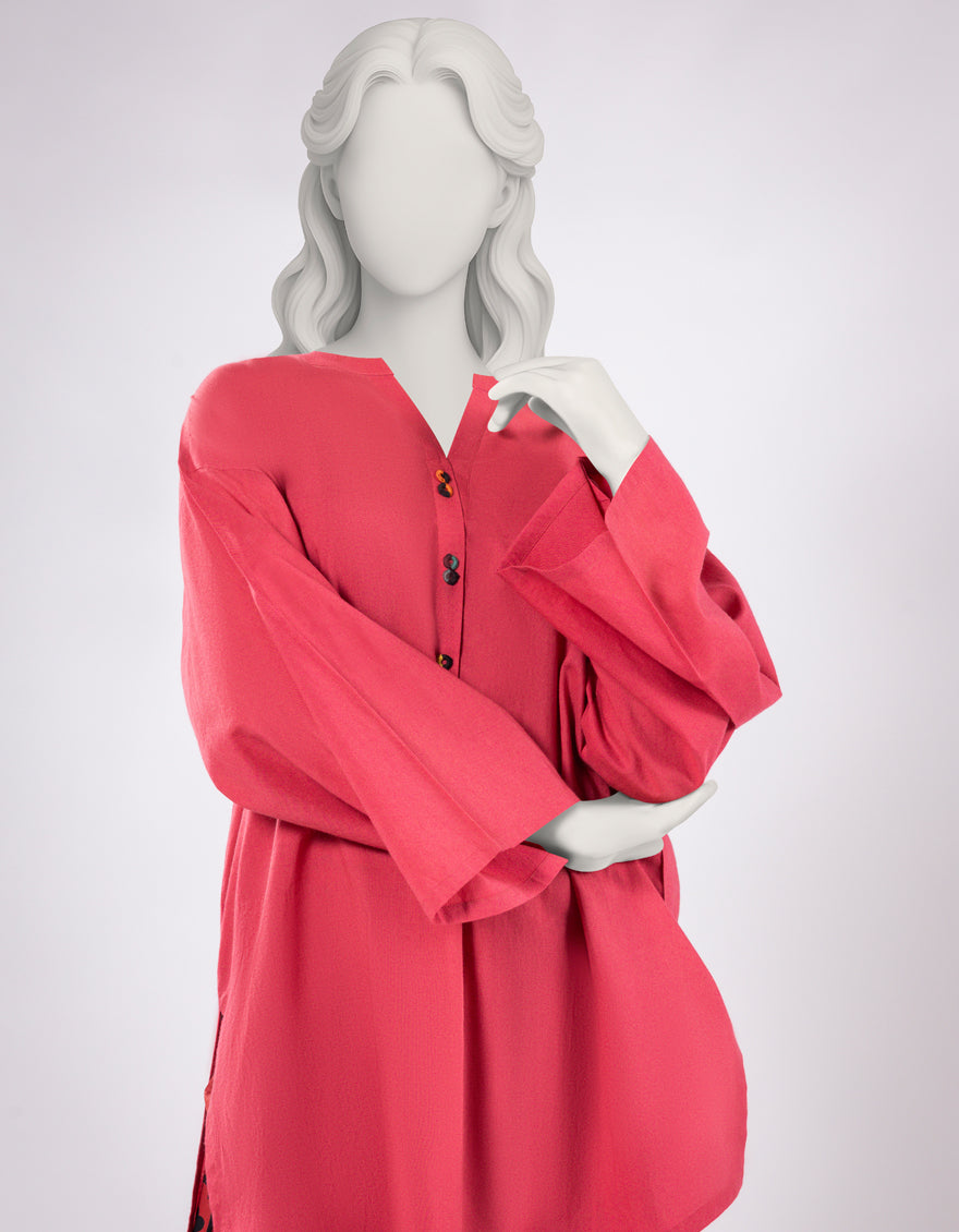 Lawn Red Stitched Suit - J. Junaid Jamshed