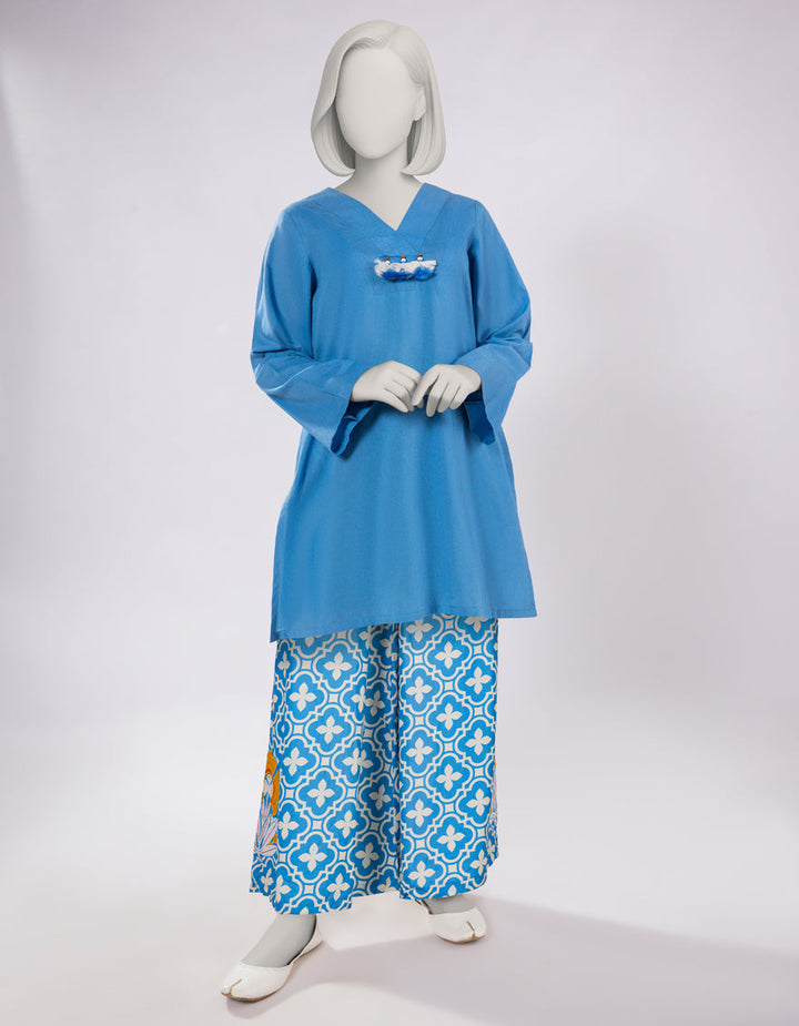 Lawn Blue Stitched Suit - J. Junaid Jamshed