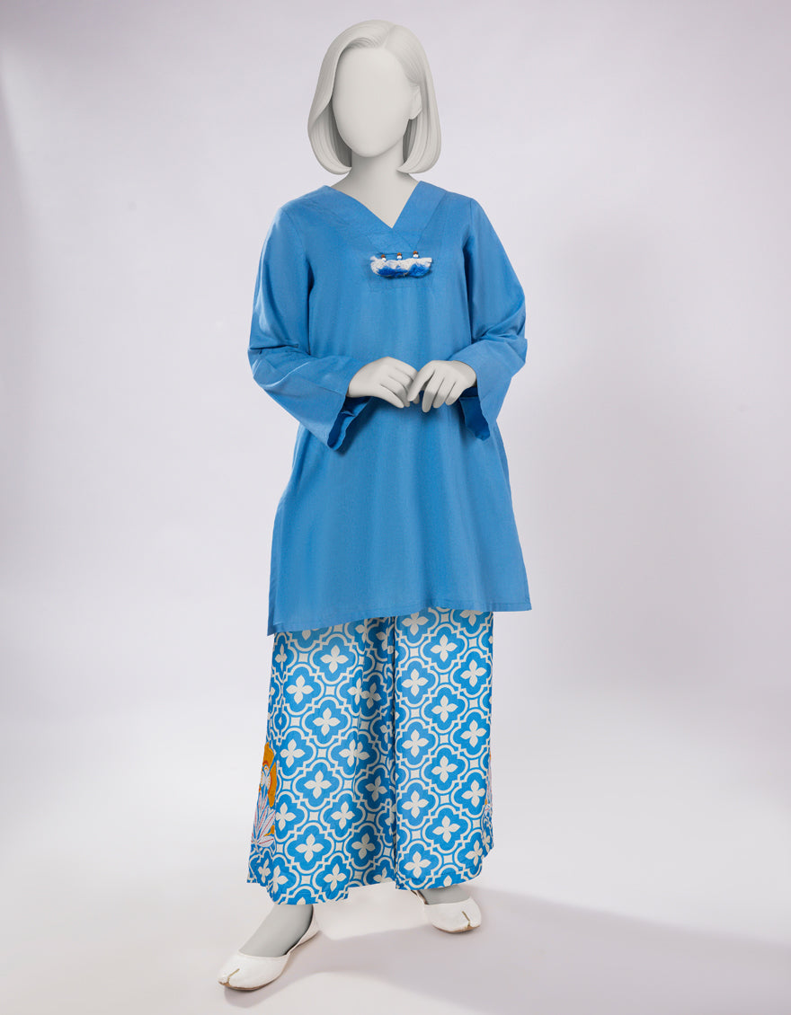 Lawn Blue Stitched Suit - J. Junaid Jamshed