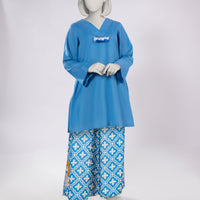 Lawn Blue Stitched Suit - J. Junaid Jamshed