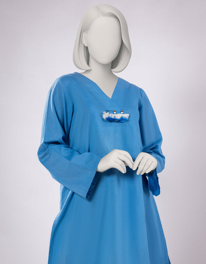 Lawn Blue Stitched Suit - J. Junaid Jamshed