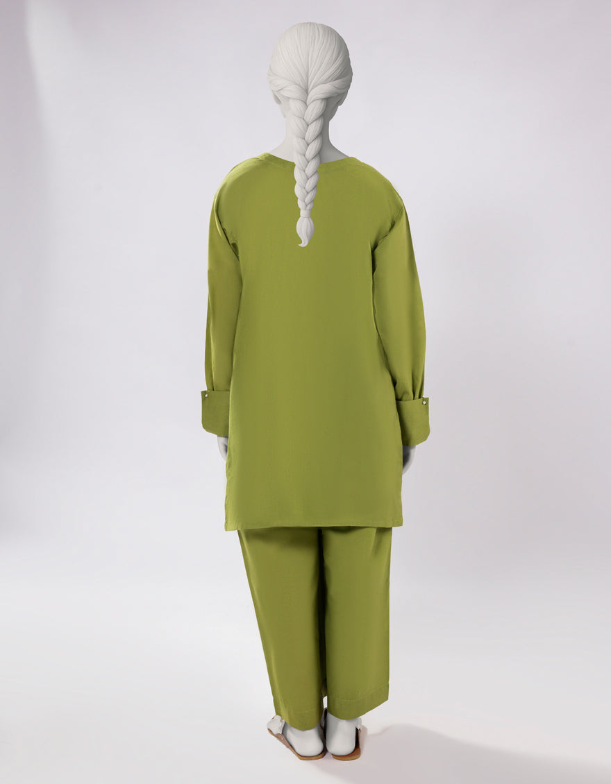 Lawn Green Stitched Suit - J. Junaid Jamshed