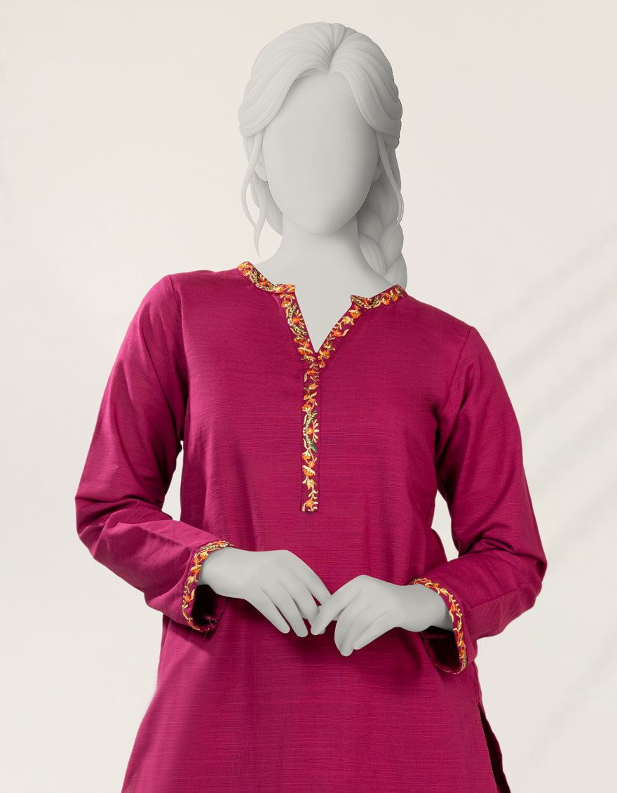 Khaddar Purple Stitched Suit - J. Junaid Jamshed