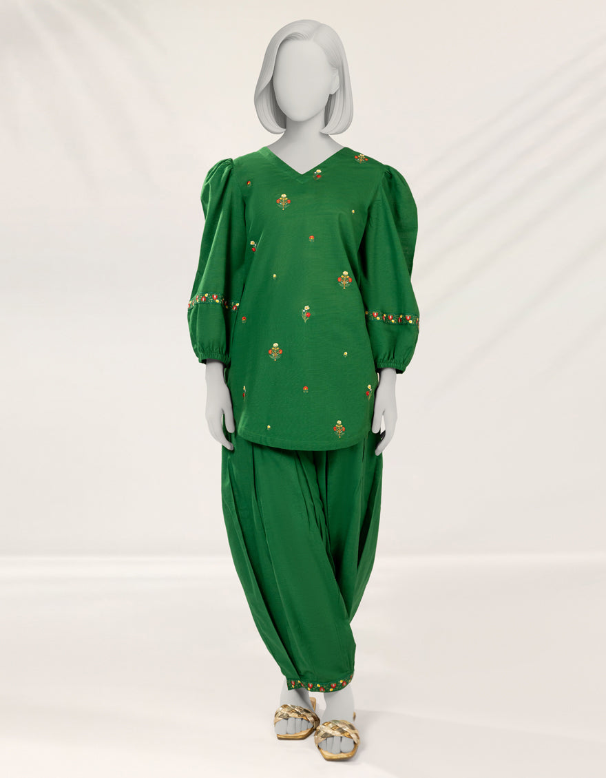 Khaddar Green Stitched Suit - J. Junaid Jamshed