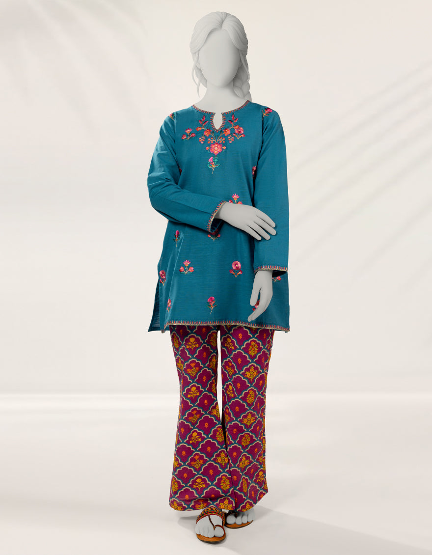 Khaddar Blue Stitched Suit - J. Junaid Jamshed
