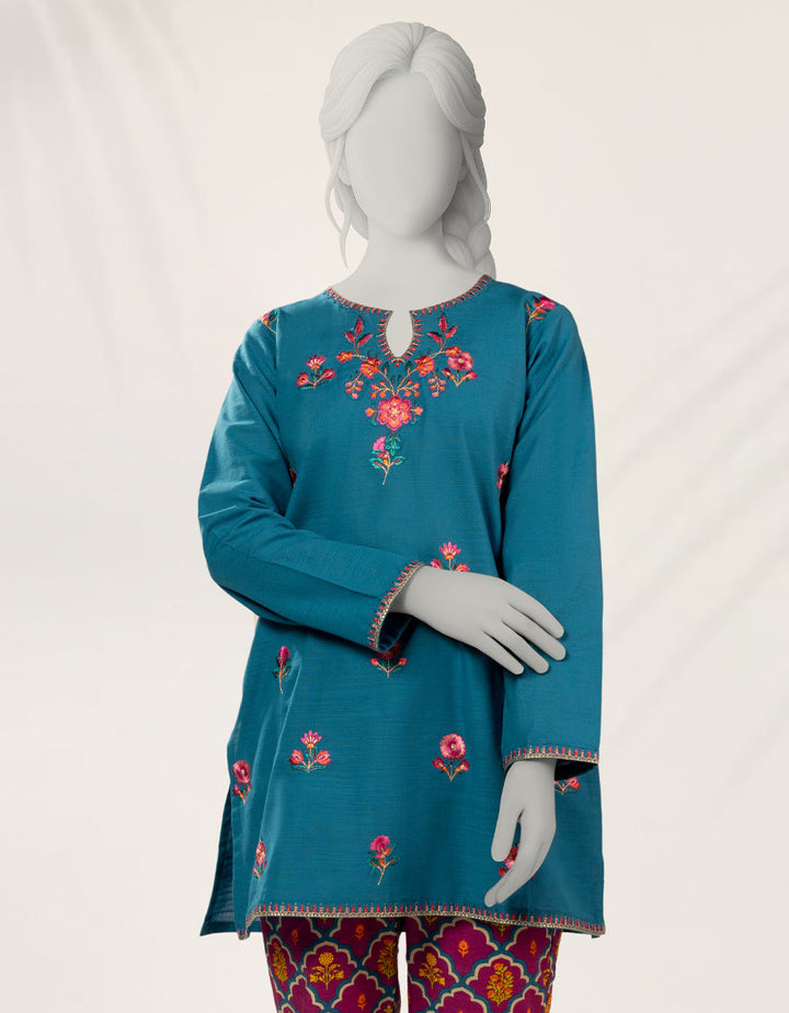 Khaddar Blue Stitched Suit - J. Junaid Jamshed