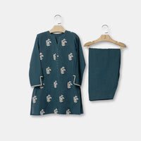 Chambray Teal Stitched Suit - J. Junaid Jamshed