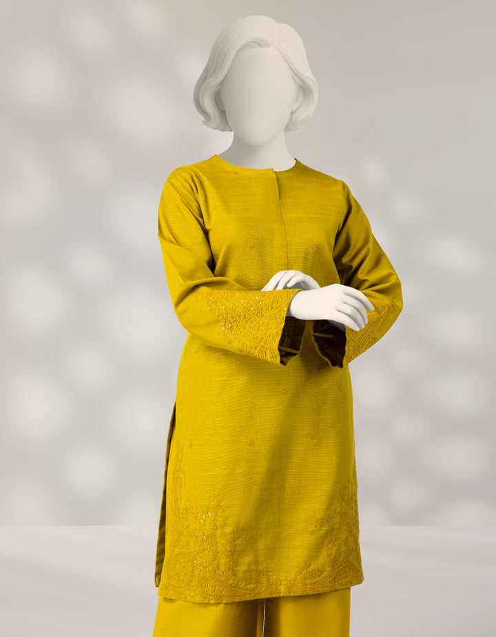 Khaddar Green Stitched Suit - J. Junaid Jamshed