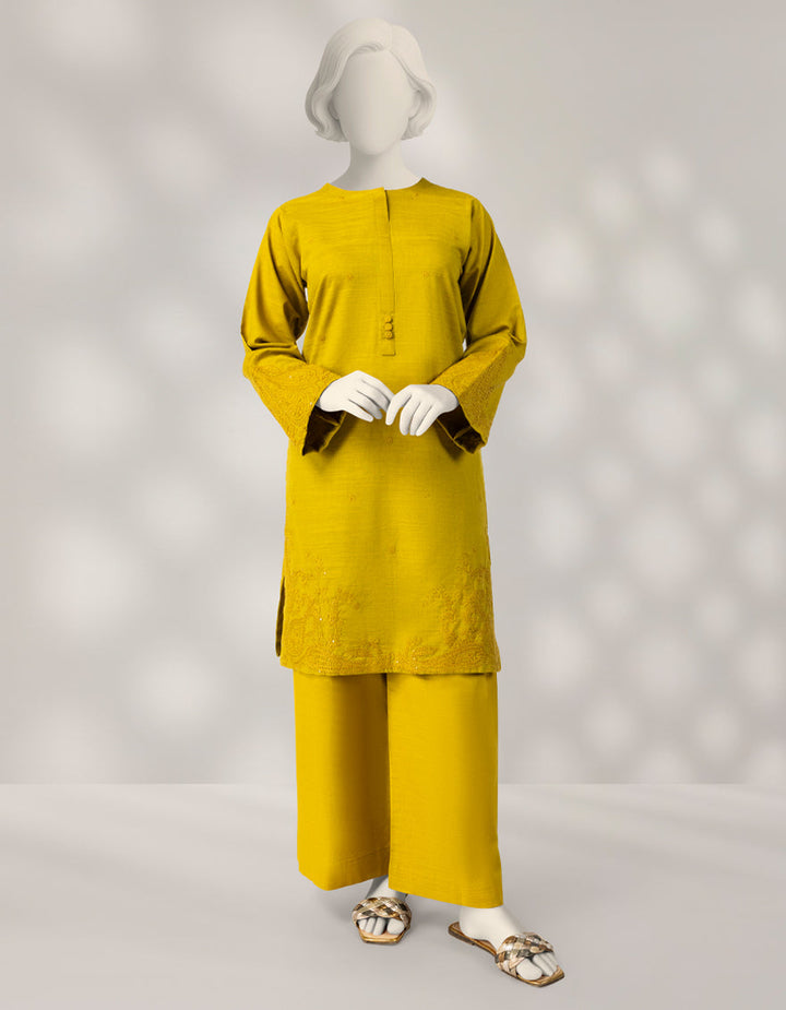 Khaddar Green Stitched Suit - J. Junaid Jamshed