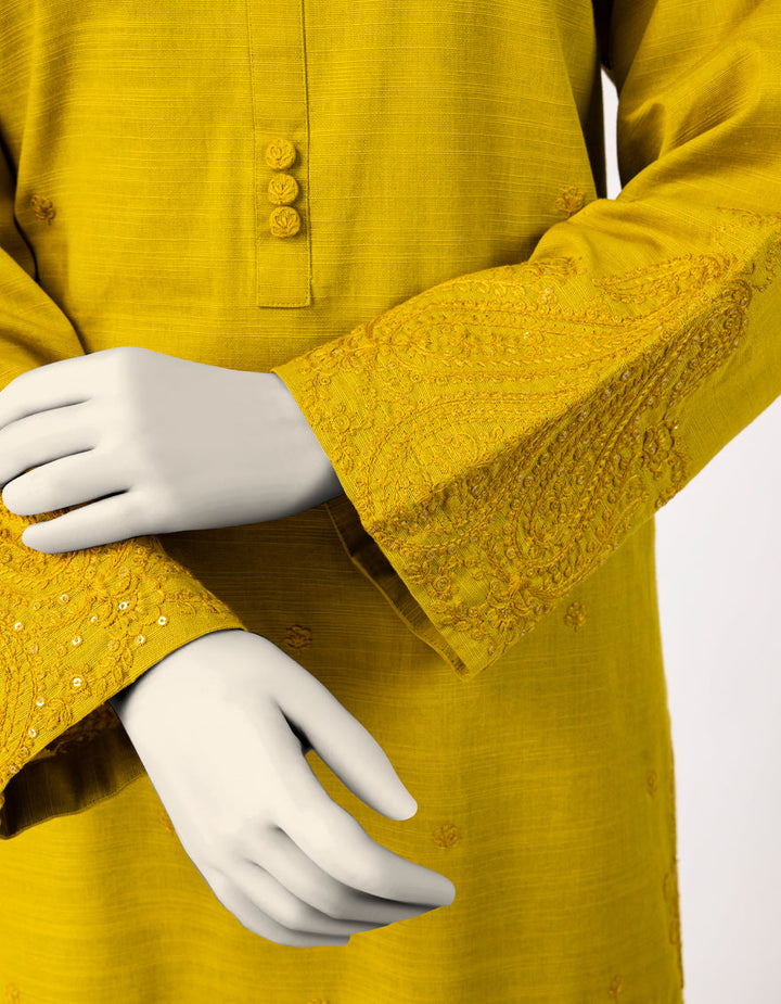 Khaddar Green Stitched Suit - J. Junaid Jamshed