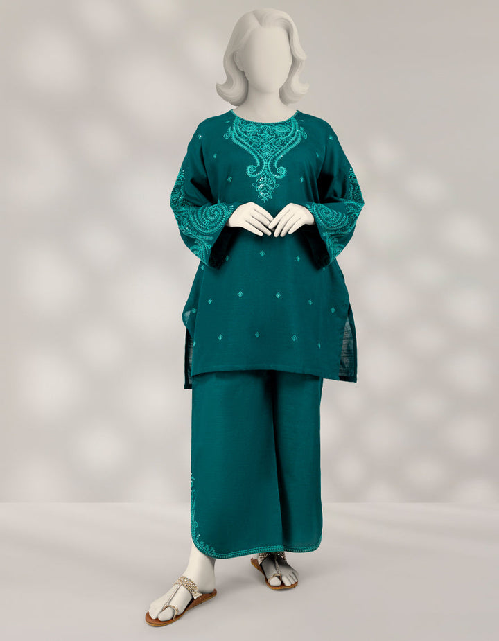Khaddar Teal Stitched Suit - J. Junaid Jamshed