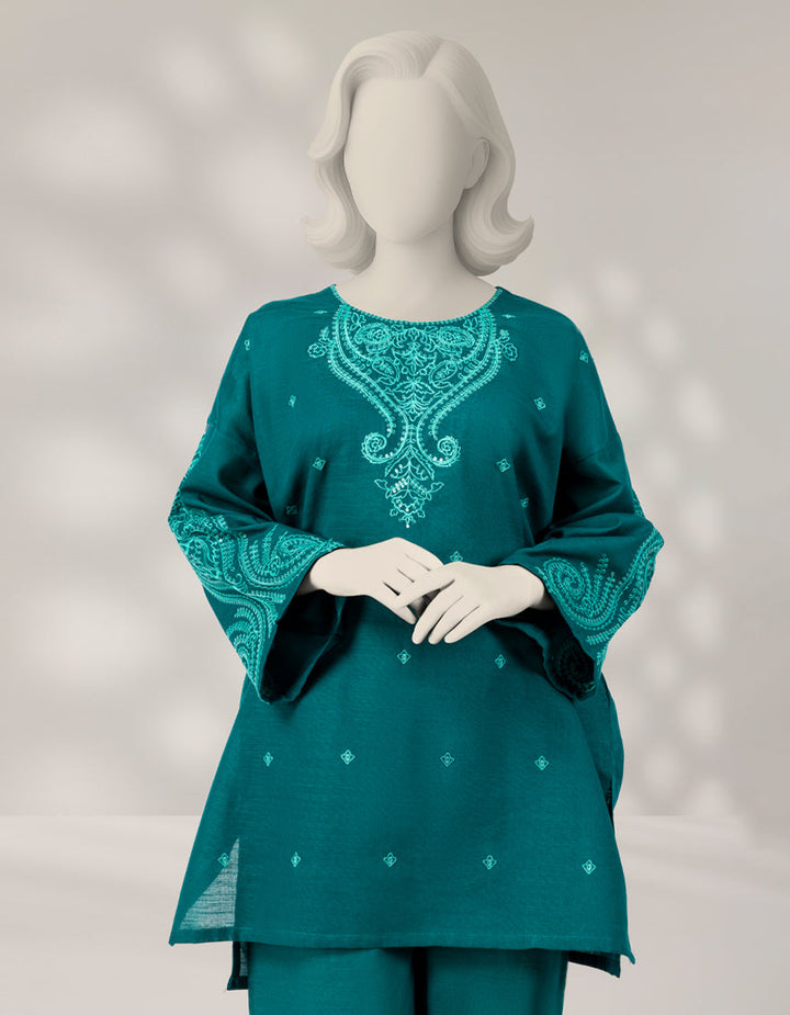 Khaddar Teal Stitched Suit - J. Junaid Jamshed