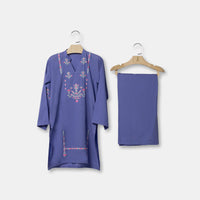 Cambric Purple Stitched Suit - J. Junaid Jamshed