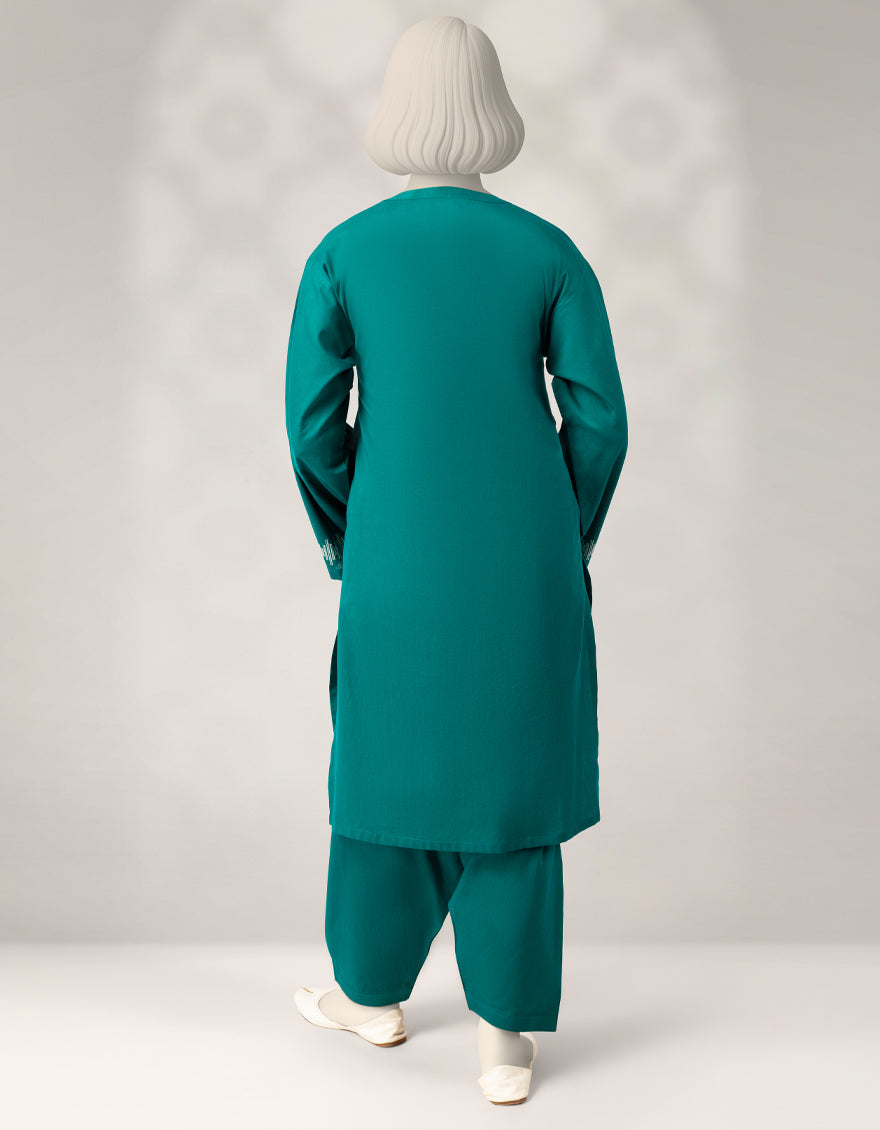 Cambric Green Stitched Suit - J. Junaid Jamshed