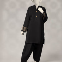 Cambric Black Stitched Suit - J. Junaid Jamshed