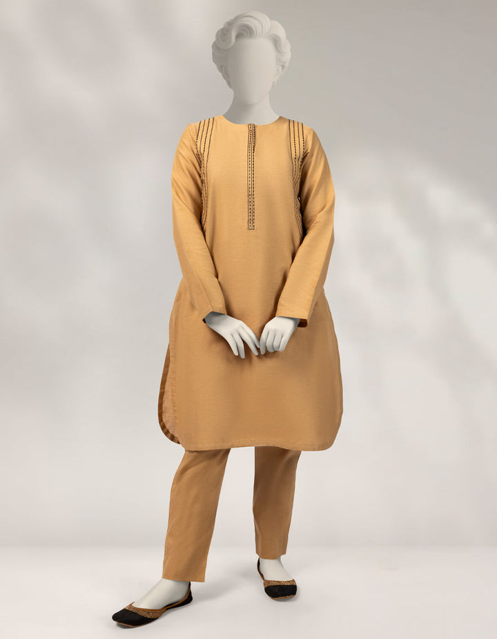 Cambric Beige Stitched Suit - J. Junaid Jamshed