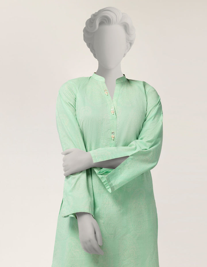 Lawn Green Stitched Suit - J. Junaid Jamshed