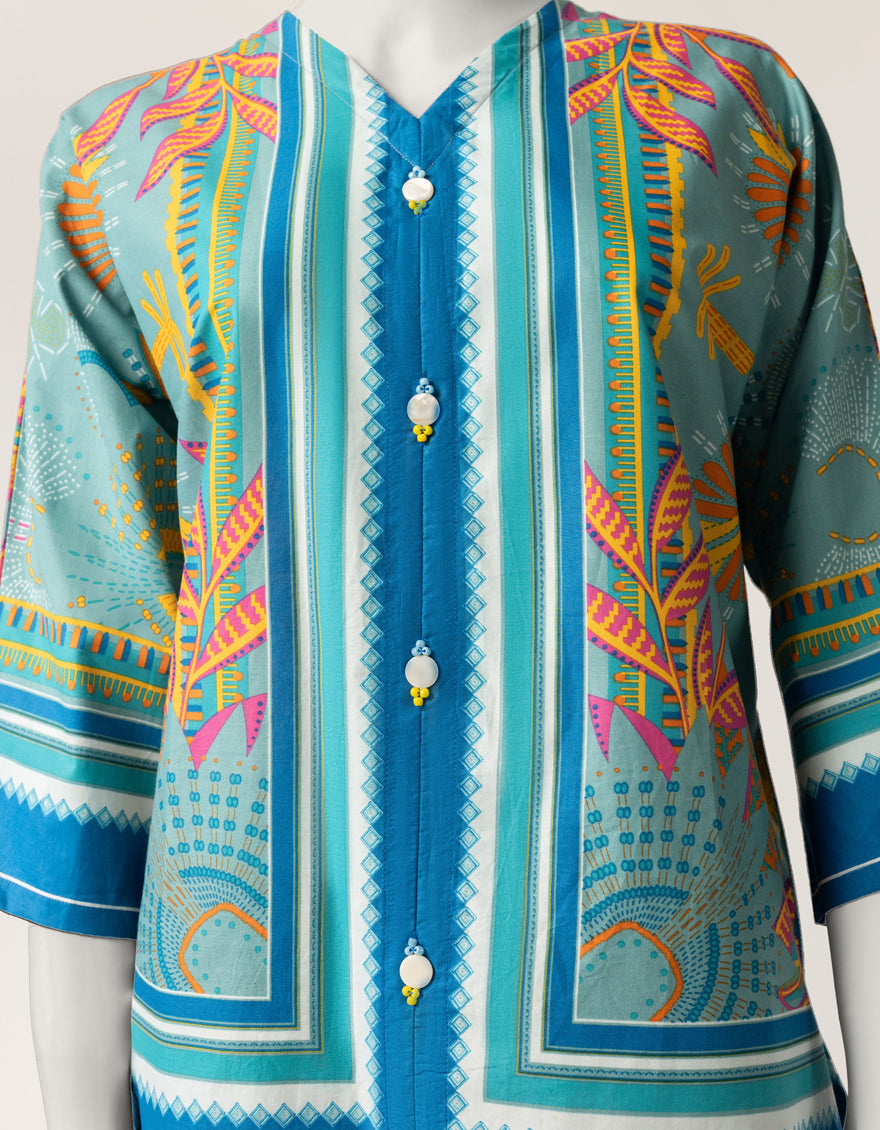 Lawn Multicolor Stitched Suit - J. Junaid Jamshed