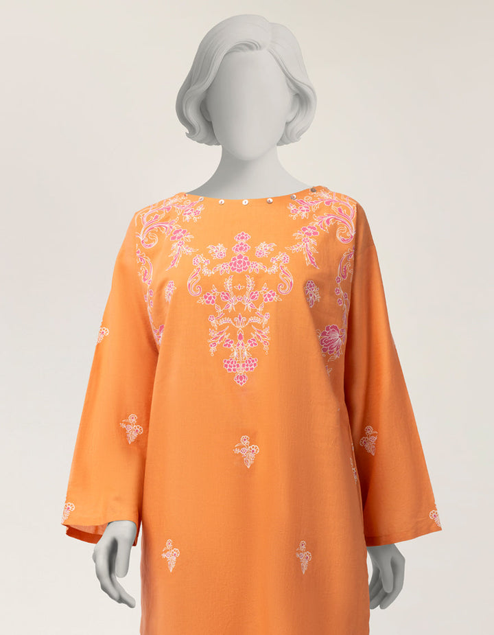 Lawn Orange Stitched Suit - J. Junaid Jamshed